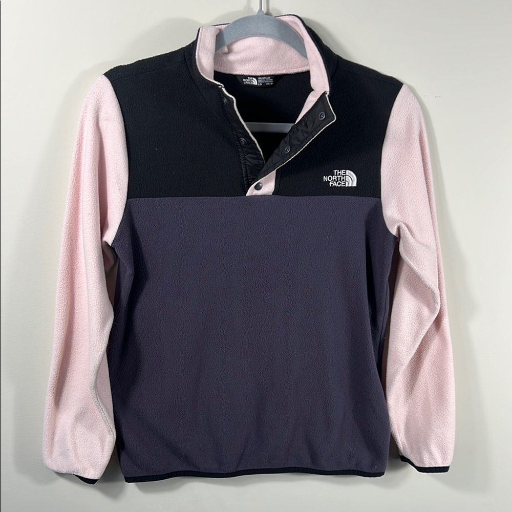 The North Face Colorblock Fleece Pullover - Black, Purple, Pink Girls L 14/16